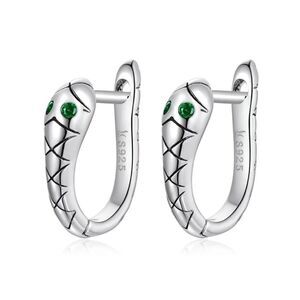 Platinum Plated 925 Sterling Silver Snake Huggies Earrings